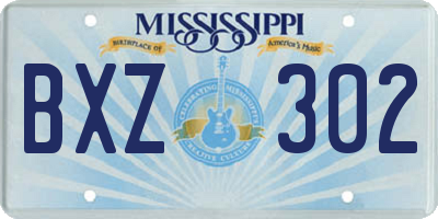 MS license plate BXZ302
