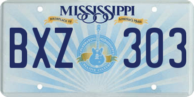 MS license plate BXZ303