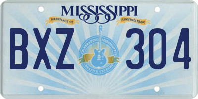MS license plate BXZ304