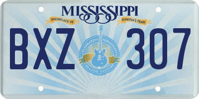 MS license plate BXZ307