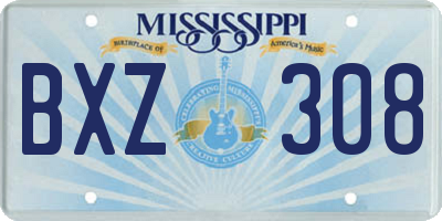 MS license plate BXZ308