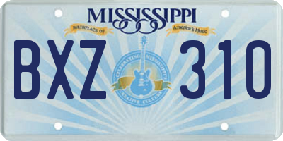 MS license plate BXZ310