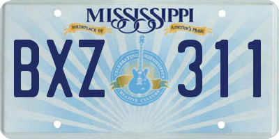 MS license plate BXZ311