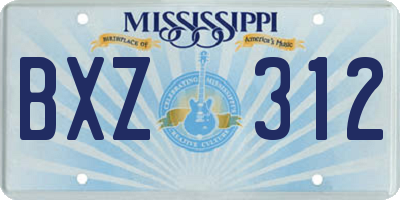 MS license plate BXZ312