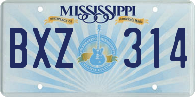 MS license plate BXZ314