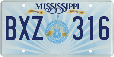 MS license plate BXZ316