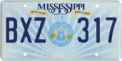 MS license plate BXZ317