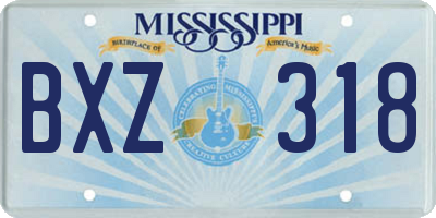 MS license plate BXZ318