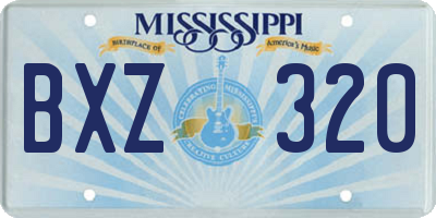 MS license plate BXZ320