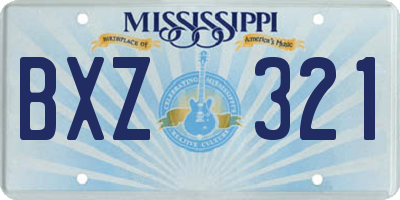 MS license plate BXZ321