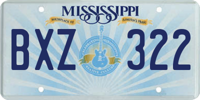 MS license plate BXZ322
