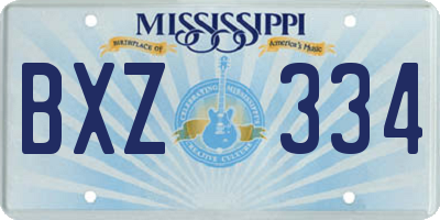 MS license plate BXZ334