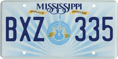 MS license plate BXZ335