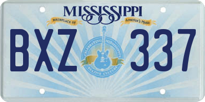 MS license plate BXZ337