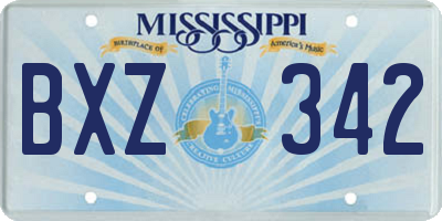 MS license plate BXZ342