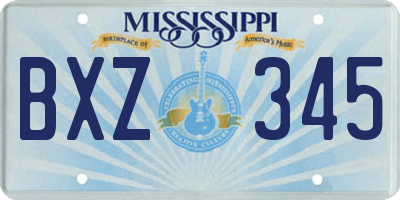 MS license plate BXZ345