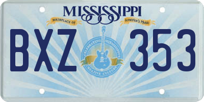 MS license plate BXZ353