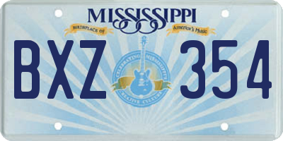 MS license plate BXZ354