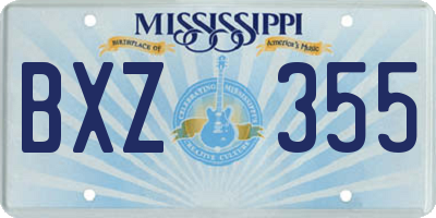 MS license plate BXZ355