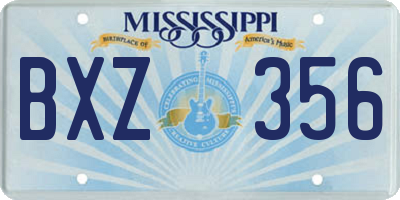 MS license plate BXZ356