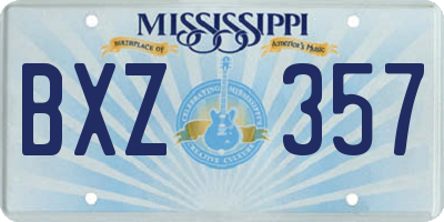 MS license plate BXZ357