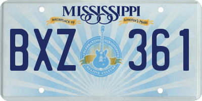 MS license plate BXZ361