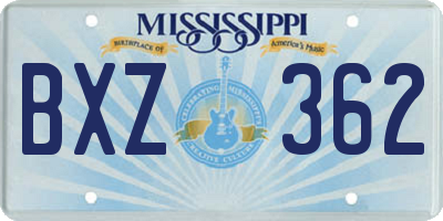 MS license plate BXZ362