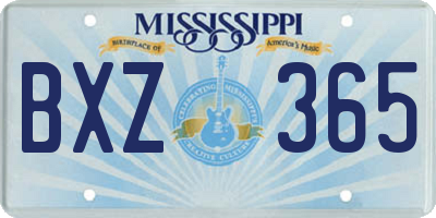 MS license plate BXZ365