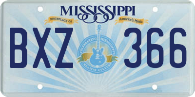 MS license plate BXZ366
