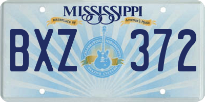 MS license plate BXZ372