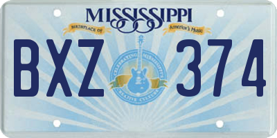 MS license plate BXZ374