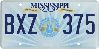 MS license plate BXZ375