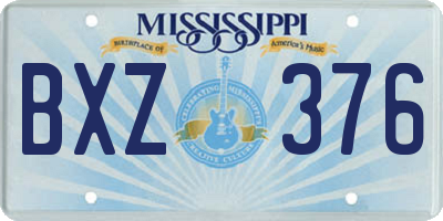 MS license plate BXZ376