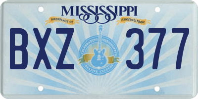MS license plate BXZ377