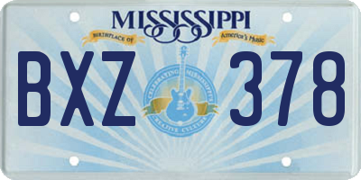 MS license plate BXZ378