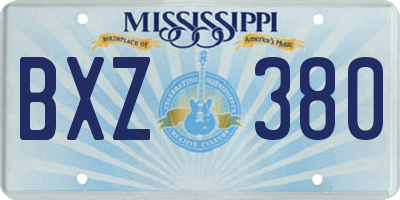 MS license plate BXZ380