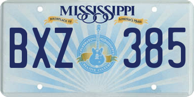 MS license plate BXZ385