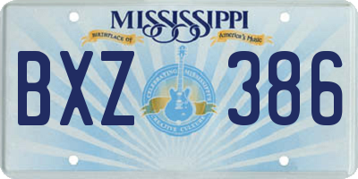 MS license plate BXZ386