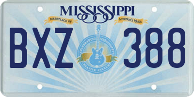 MS license plate BXZ388