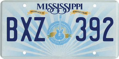 MS license plate BXZ392