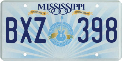 MS license plate BXZ398
