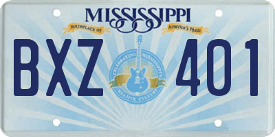MS license plate BXZ401