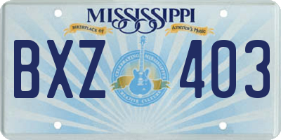 MS license plate BXZ403