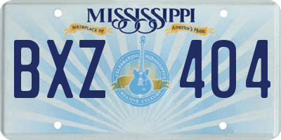 MS license plate BXZ404
