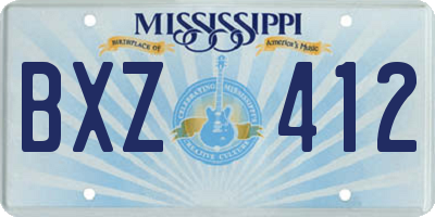 MS license plate BXZ412