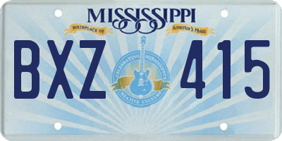 MS license plate BXZ415