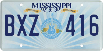 MS license plate BXZ416