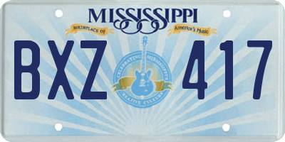 MS license plate BXZ417