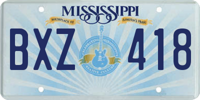 MS license plate BXZ418