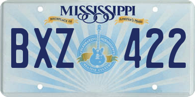 MS license plate BXZ422
